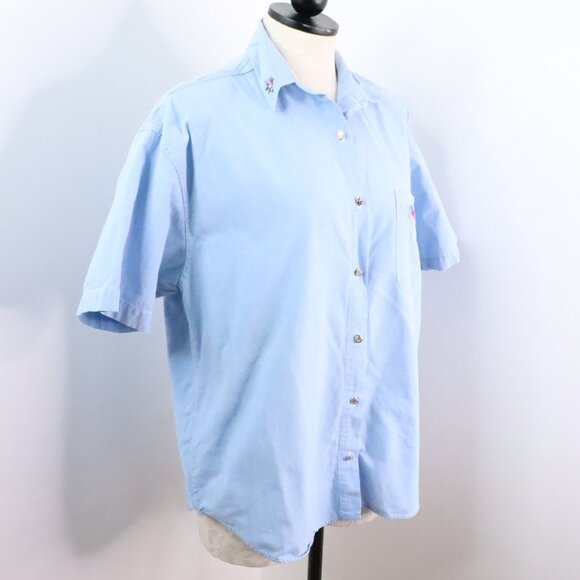 Vintage Capacity Women's M/L 90's Cotton Denim Button-Up Embroidered Shirt - Picture 2 of 12